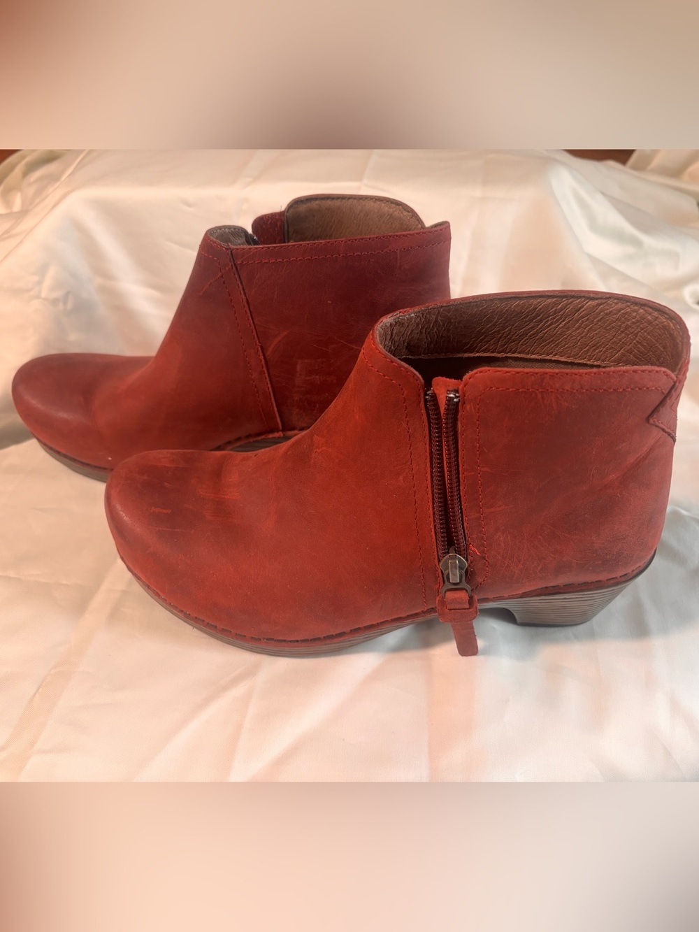 Dansko Red Leather Ankle Booties